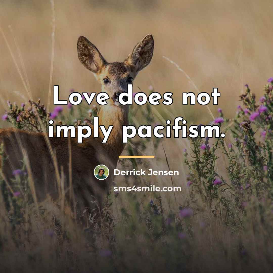 “Love does not imply pacifism.…” quote by Derrick Jensen