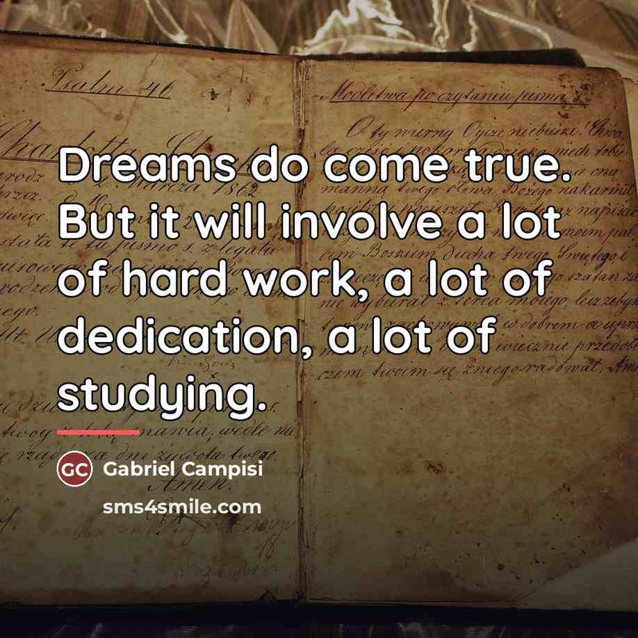 “Dreams do come true. But it will involve a lot…” quote by Gabriel Campisi