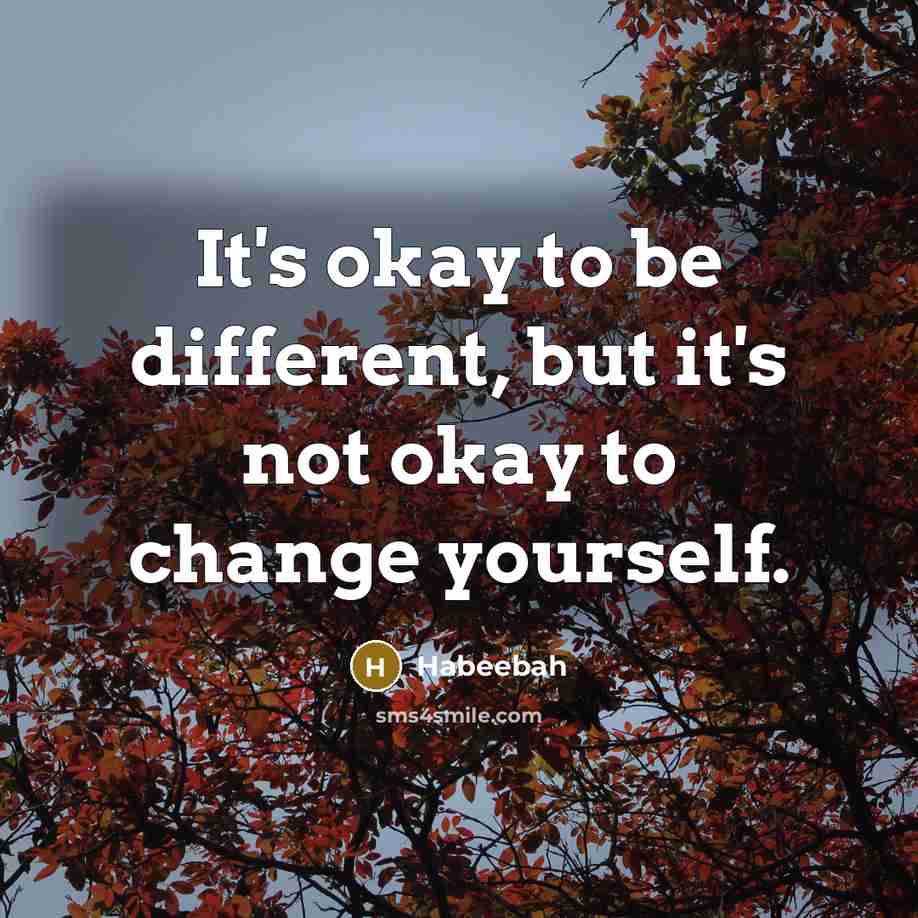 “It's okay to be different, but it's not okay to…” quote by Habeebah