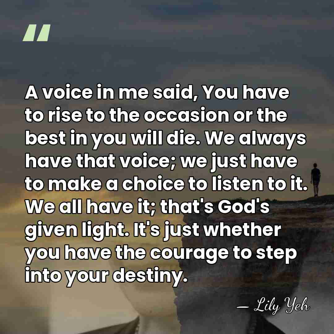 A voice in me said, You have to rise to the occasion&hellip; - Lily Yeh