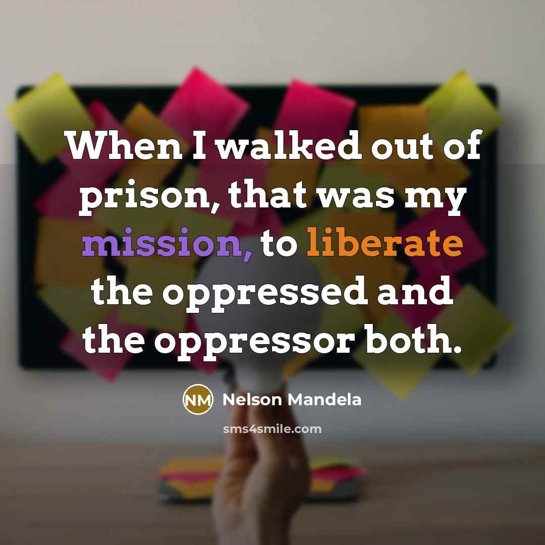 “When I walked out of prison, that was my mission,…” quote by Nelson Mandela