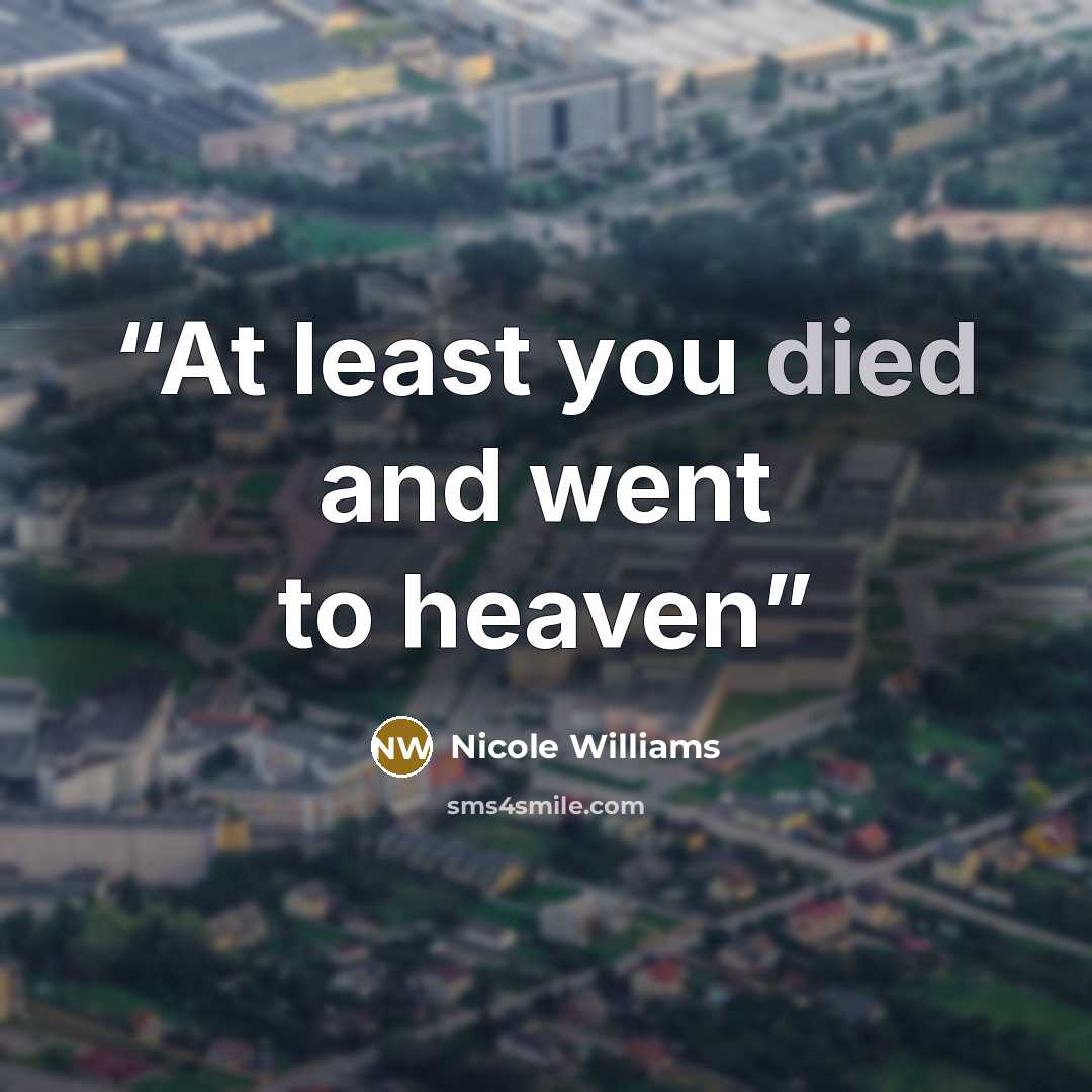“At least you died and went to heaven” quote by Nicole Williams