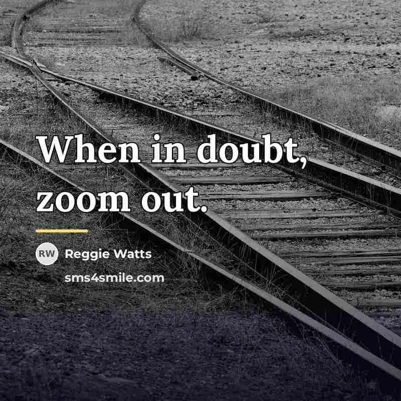 “When in doubt, zoom out.…” quote by Reggie Watts