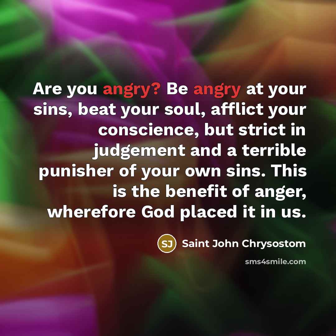“Are you angry? Be angry at your sins, beat your…” quote by Saint John Chrysostom