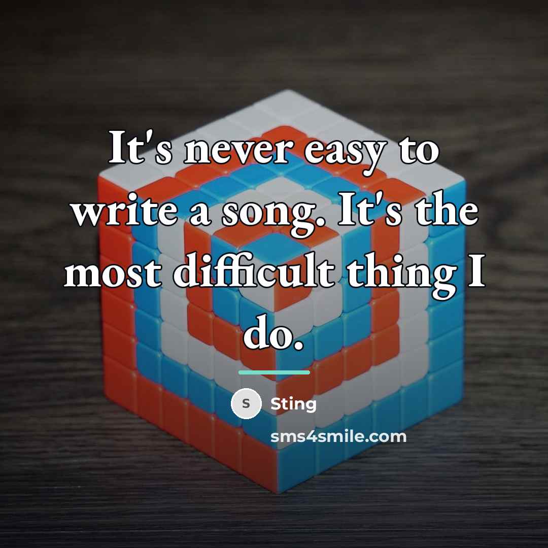 “It's never easy to write a song. It's the most…” quote by Sting