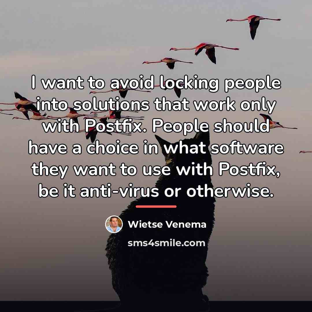 “I want to avoid locking people into solutions that work…” quote by Wietse Venema