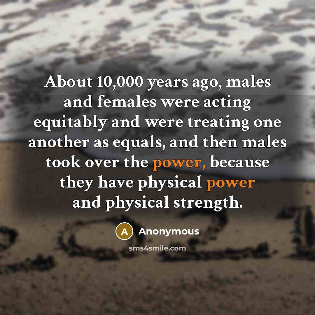 “About 10,000 years ago, males and females were acting equitably…” quote by Anonymous