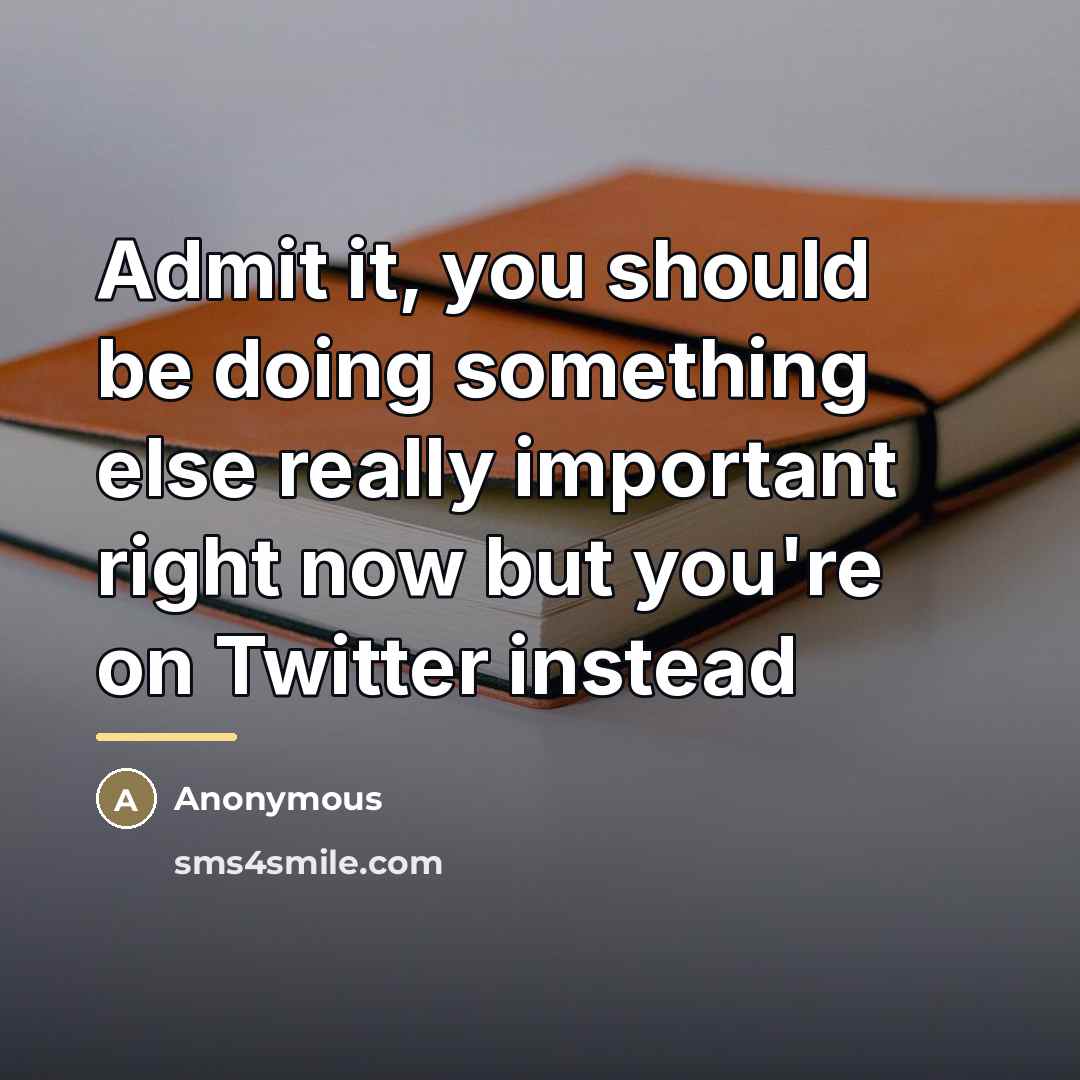 “Admit it, you should be doing something else really important…” quote by Anonymous
