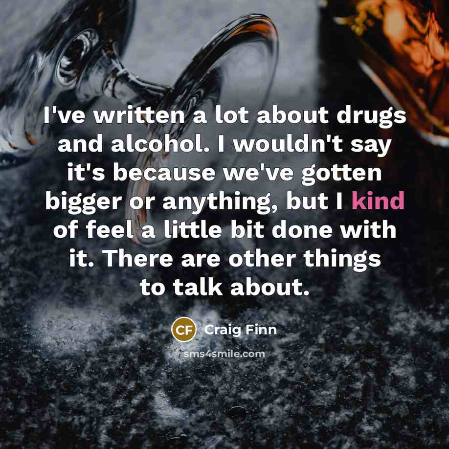 “I've written a lot about drugs and alcohol. I wouldn't…” quote by Craig Finn