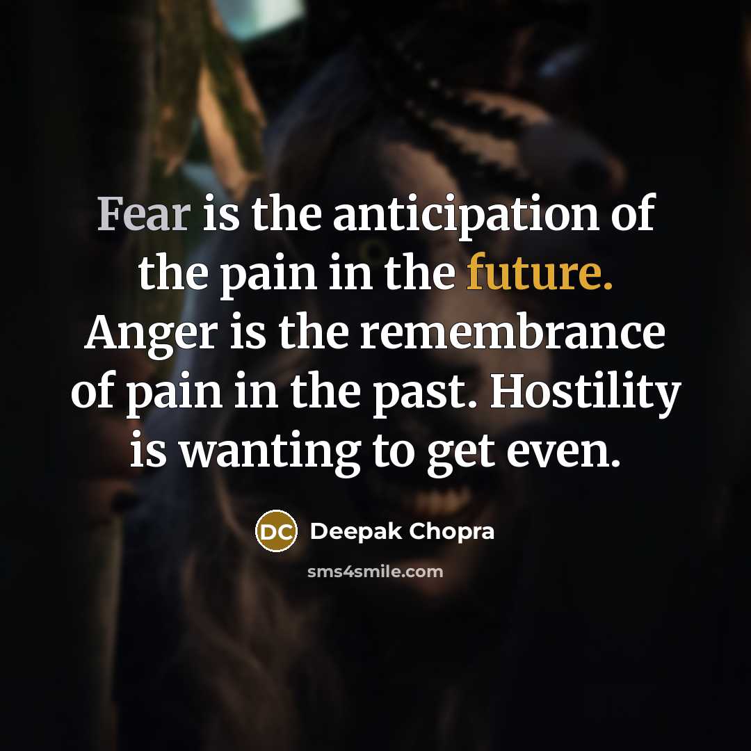 “Fear is the anticipation of the pain in the future.…” quote by Deepak Chopra