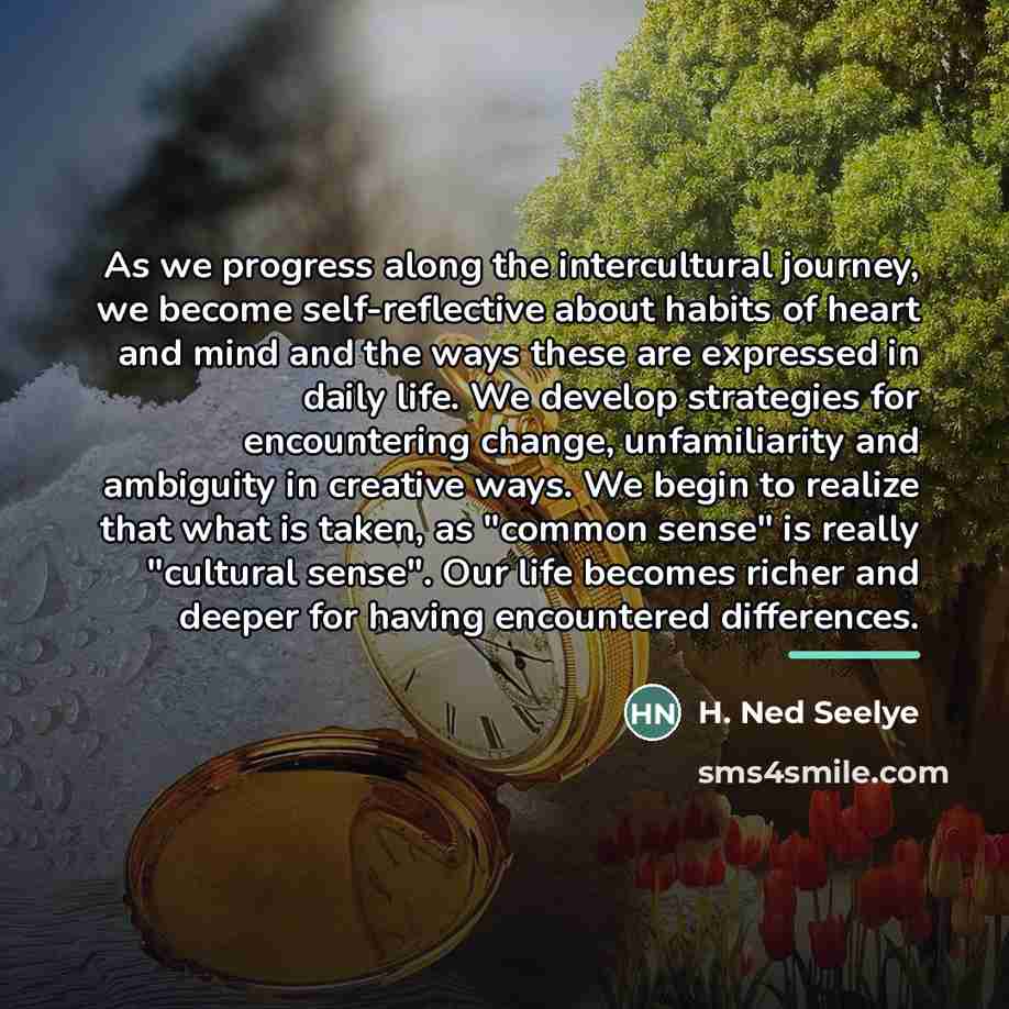 “As we progress along the intercultural journey, we become self-reflective…” quote by H. Ned Seelye