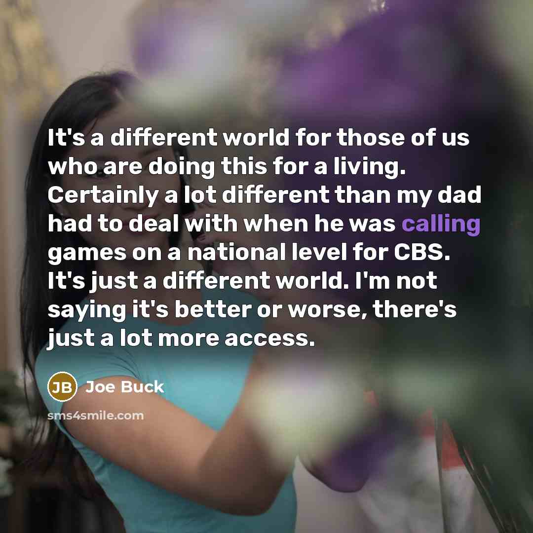 “It's a different world for those of us who are…” quote by Joe Buck