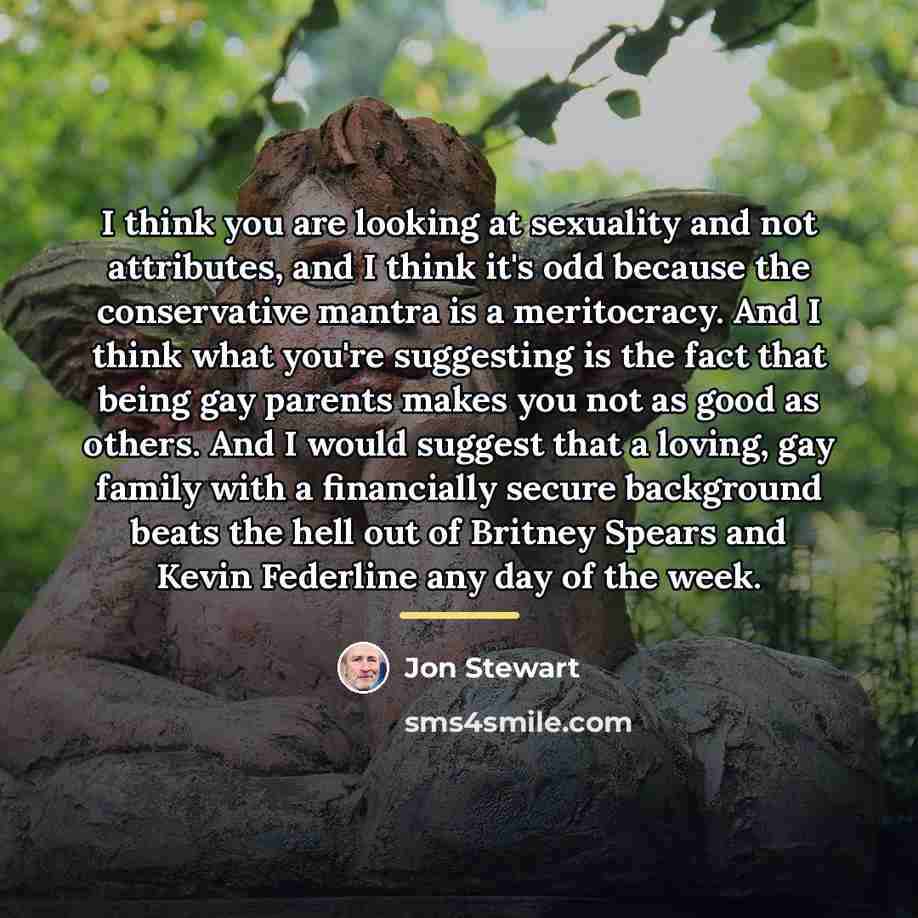 “I think you are looking at sexuality and not attributes,…” quote by Jon Stewart