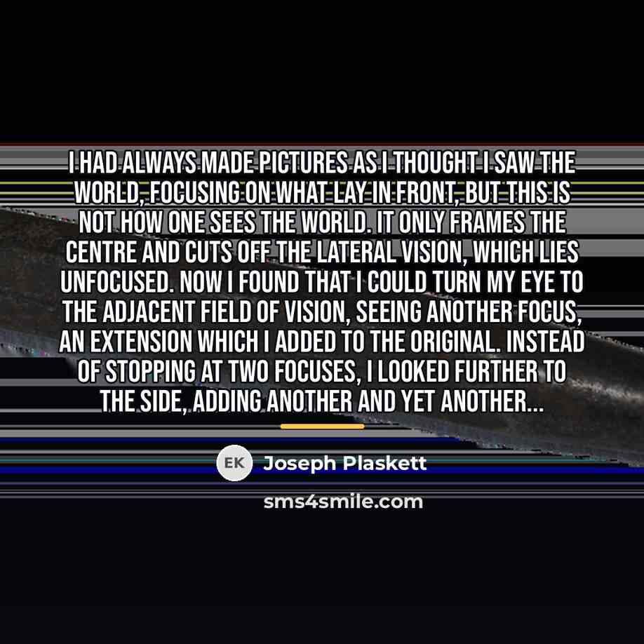 “I had always made pictures as I thought I saw…” quote by Joseph Plaskett