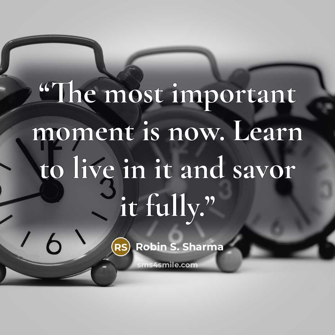 “The most important moment is now. Learn to live in it and savor it fully.” quote by Robin S. Sharma