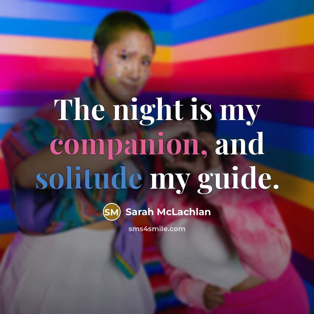 “The night is my companion, and solitude my guide.…” quote by Sarah McLachlan
