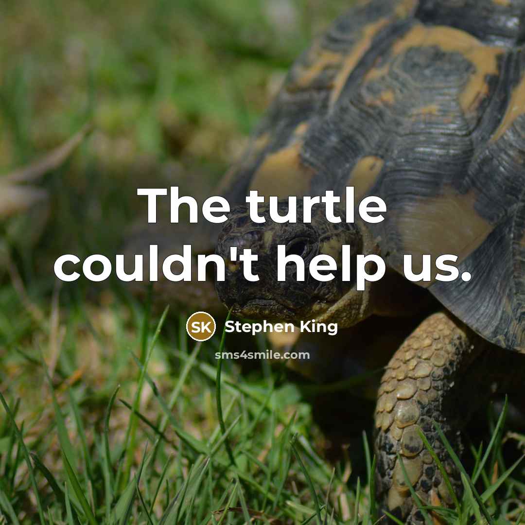 “The turtle couldn't help us.” quote by Stephen King