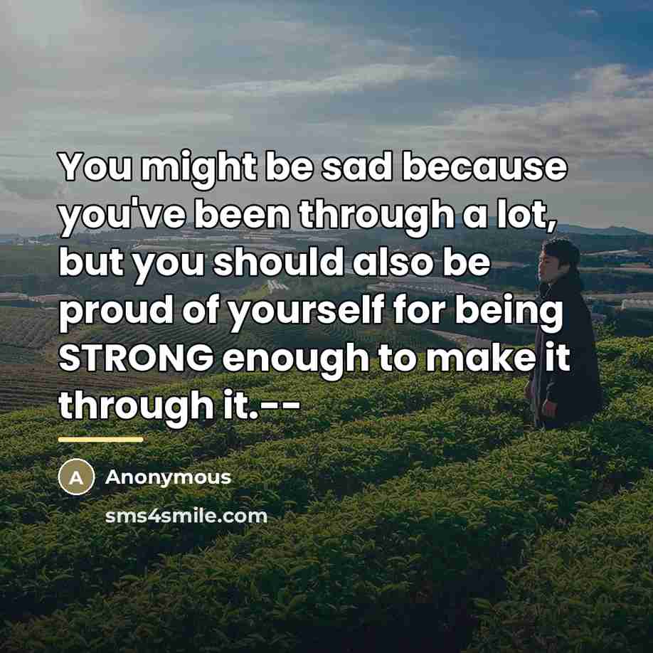 “You might be sad because you've been through a lot,…” quote by Anonymous