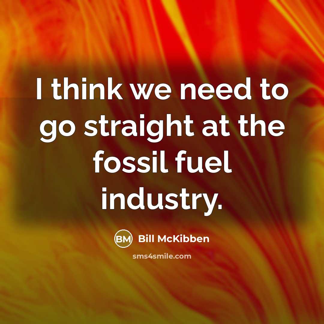 “I think we need to go straight at the fossil fuel industry.” quote by Bill McKibben