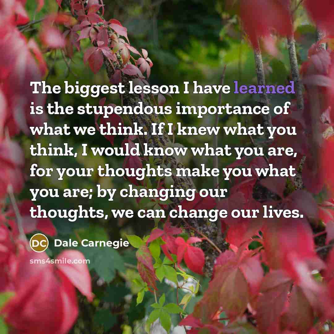 “The biggest lesson I have learned is the stupendous importance…” quote by Dale Carnegie