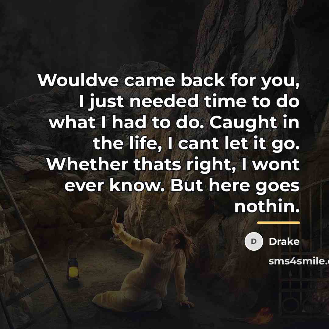 “Wouldve came back for you, I just needed time to…” quote by Drake