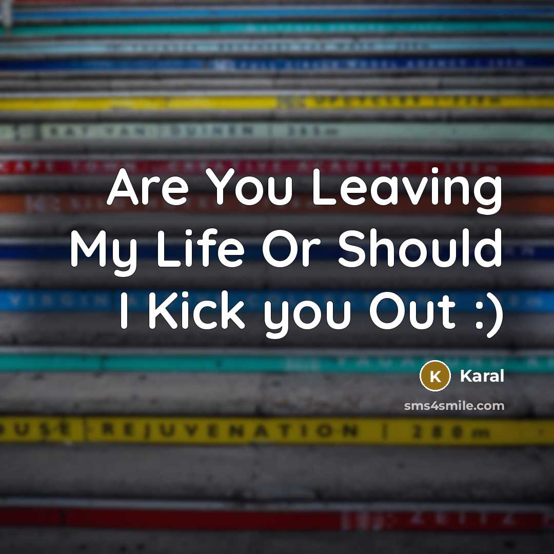“Are You Leaving My Life Or Should I Kick you Out :)” quote by Karal