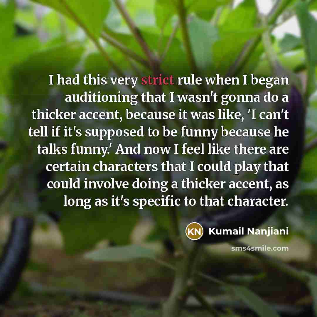 “I had this very strict rule when I began auditioning…” quote by Kumail Nanjiani
