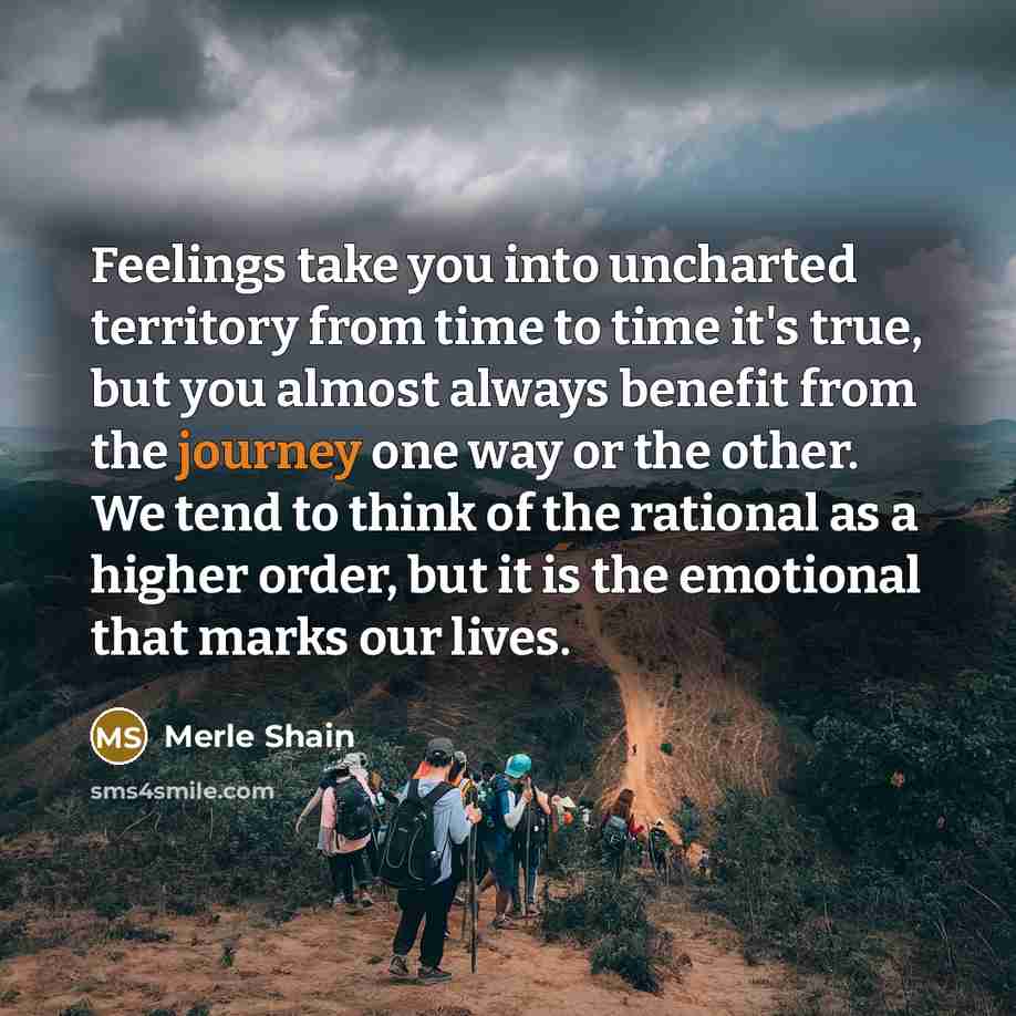 “Feelings take you into uncharted territory from time to time…” quote by Merle Shain