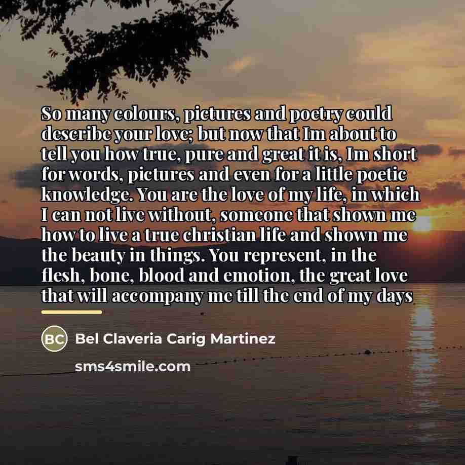 “So many colours, pictures and poetry could describe your love;…” quote by Bel Claveria Carig Martinez