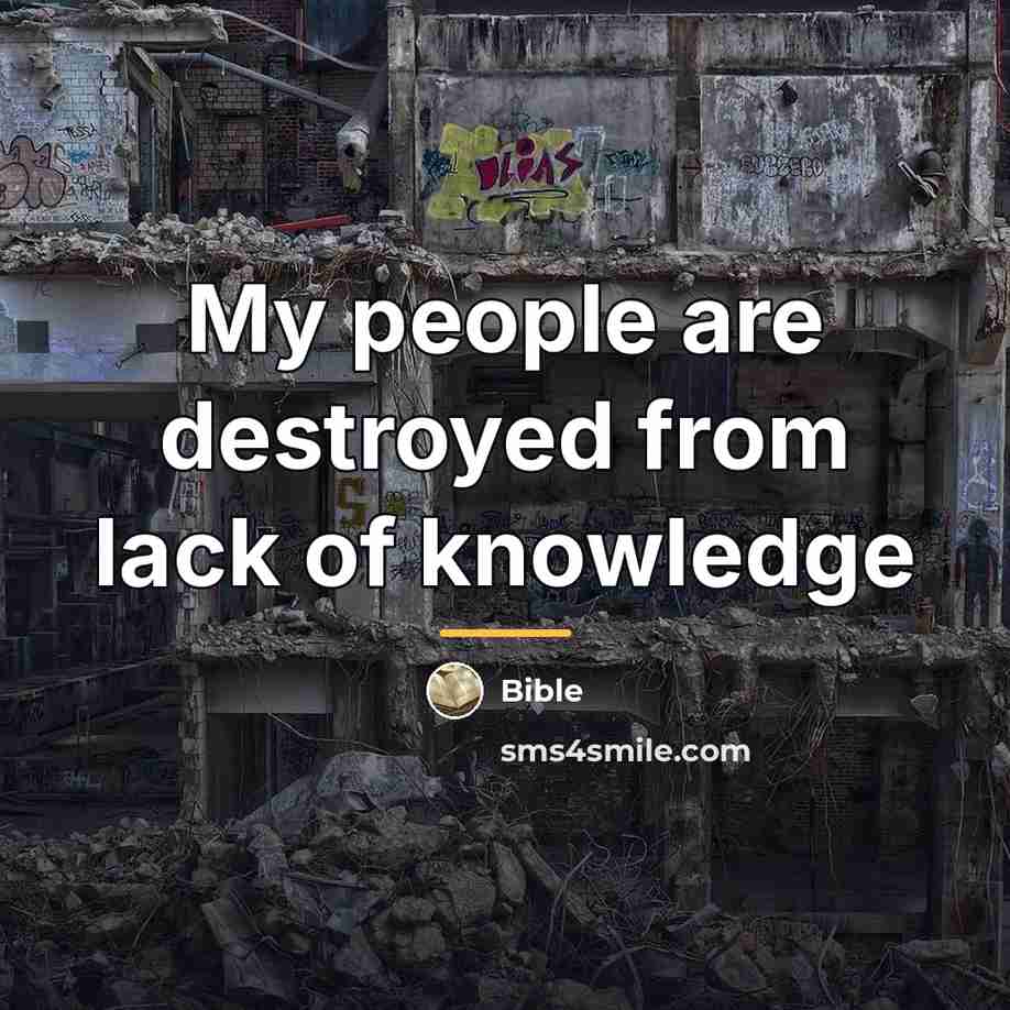 “My people are destroyed from lack of knowledge…” quote by Bible