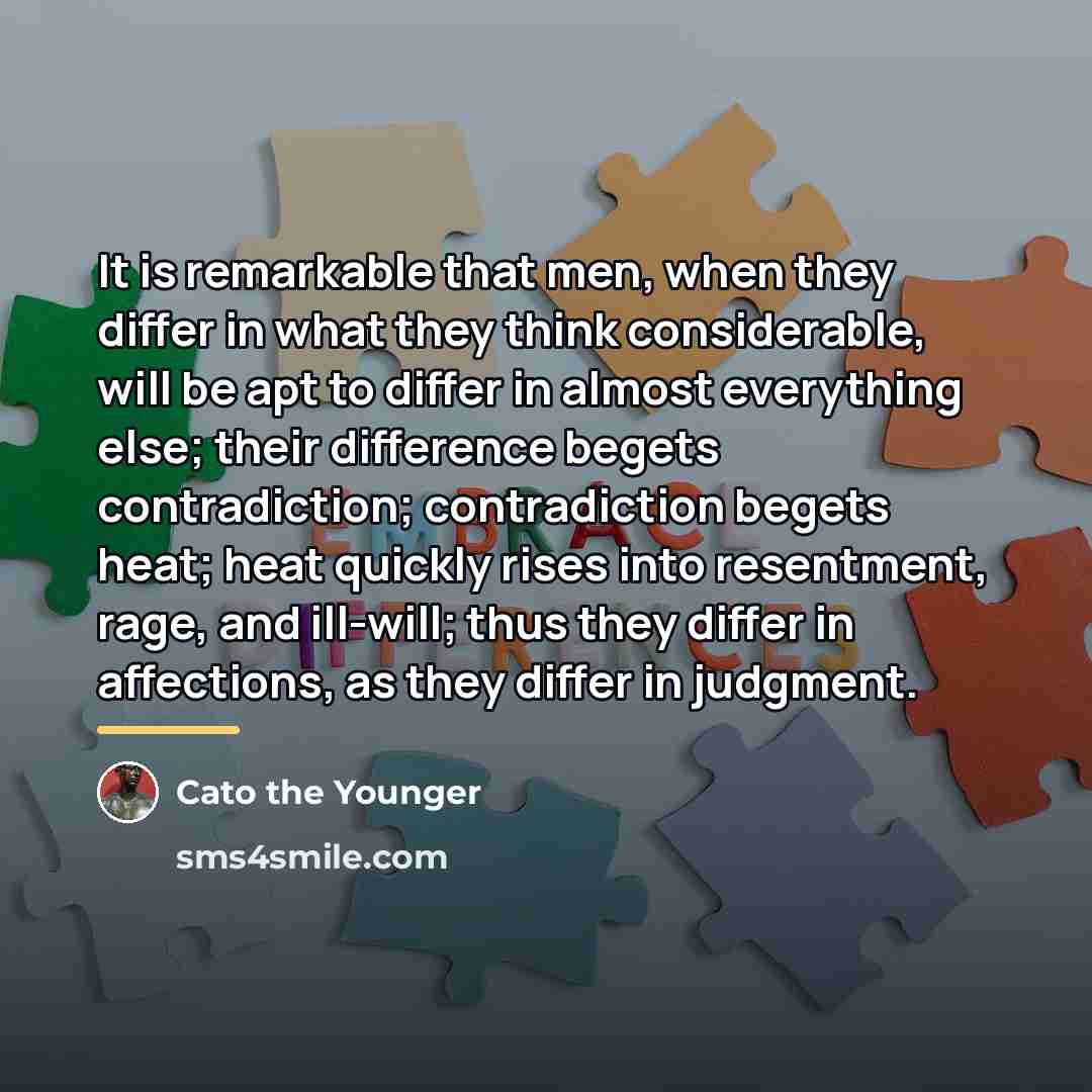 “It is remarkable that men, when they differ in what…” quote by Cato the Younger
