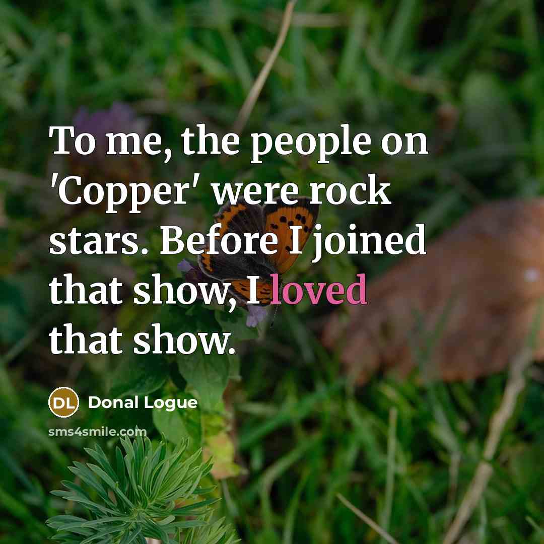 “To me, the people on 'Copper' were rock stars. Before I joined that show, I loved that show.” quote by Donal Logue