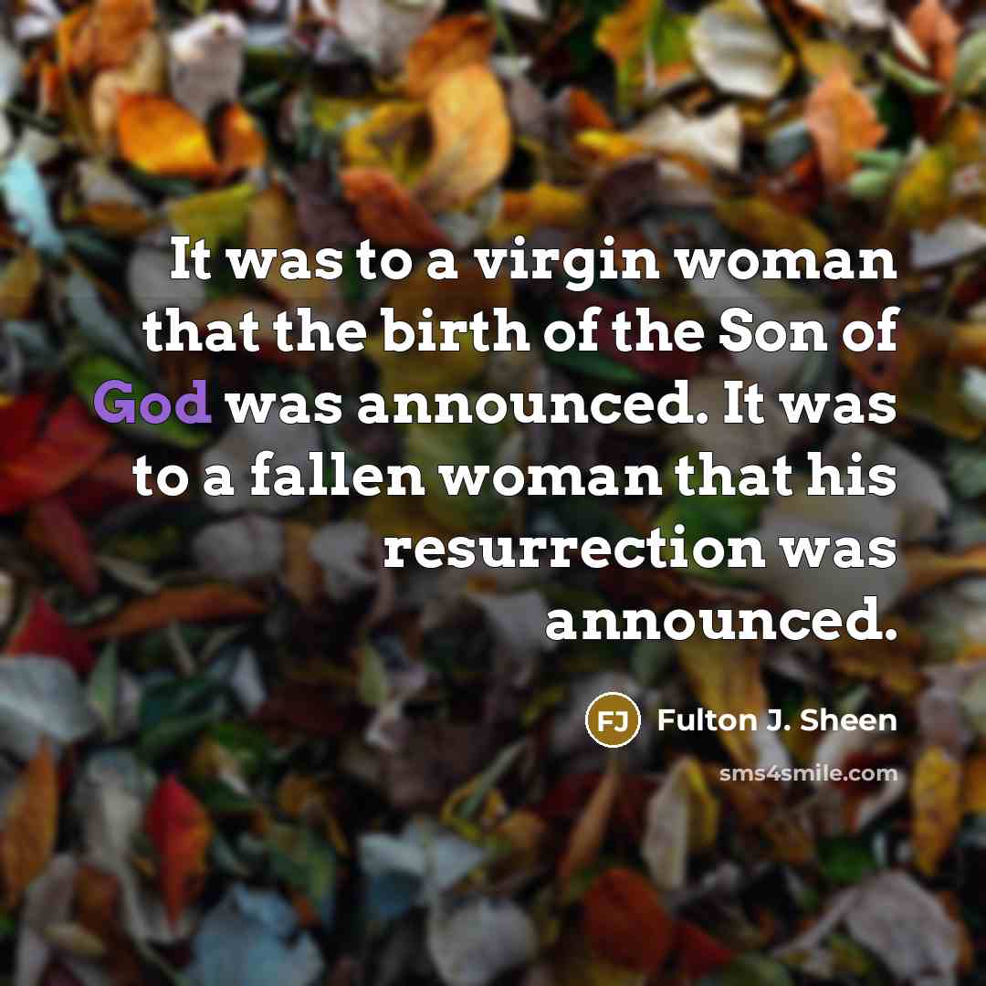 “It was to a virgin woman that the birth of…” quote by Fulton J. Sheen
