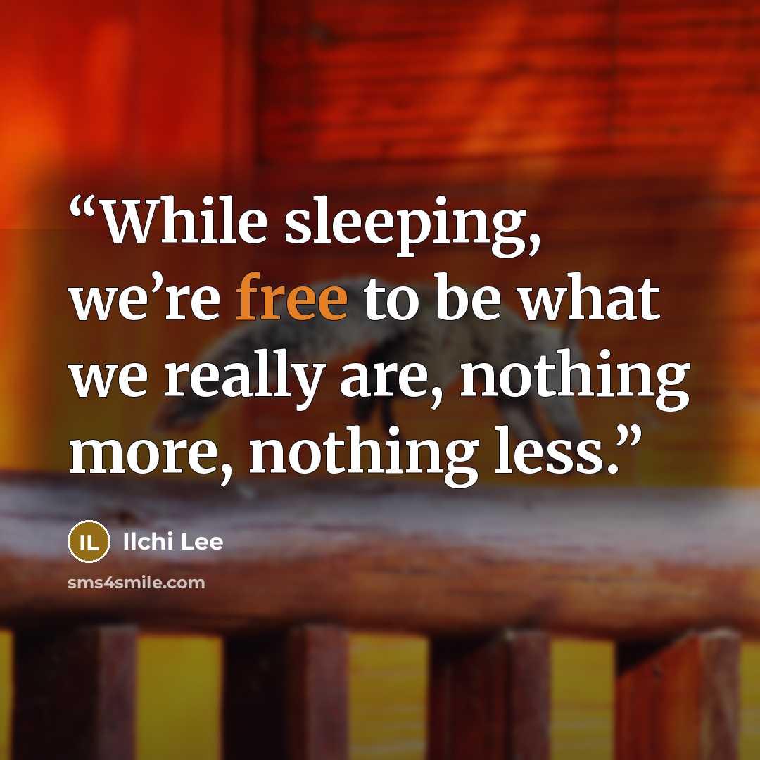 “While sleeping, we’re free to be what we really are, nothing more, nothing less.” quote by Ilchi Lee