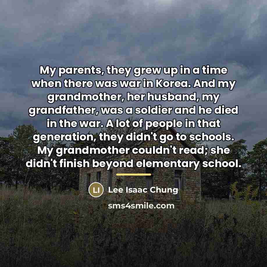 “My parents, they grew up in a time when there…” quote by Lee Isaac Chung