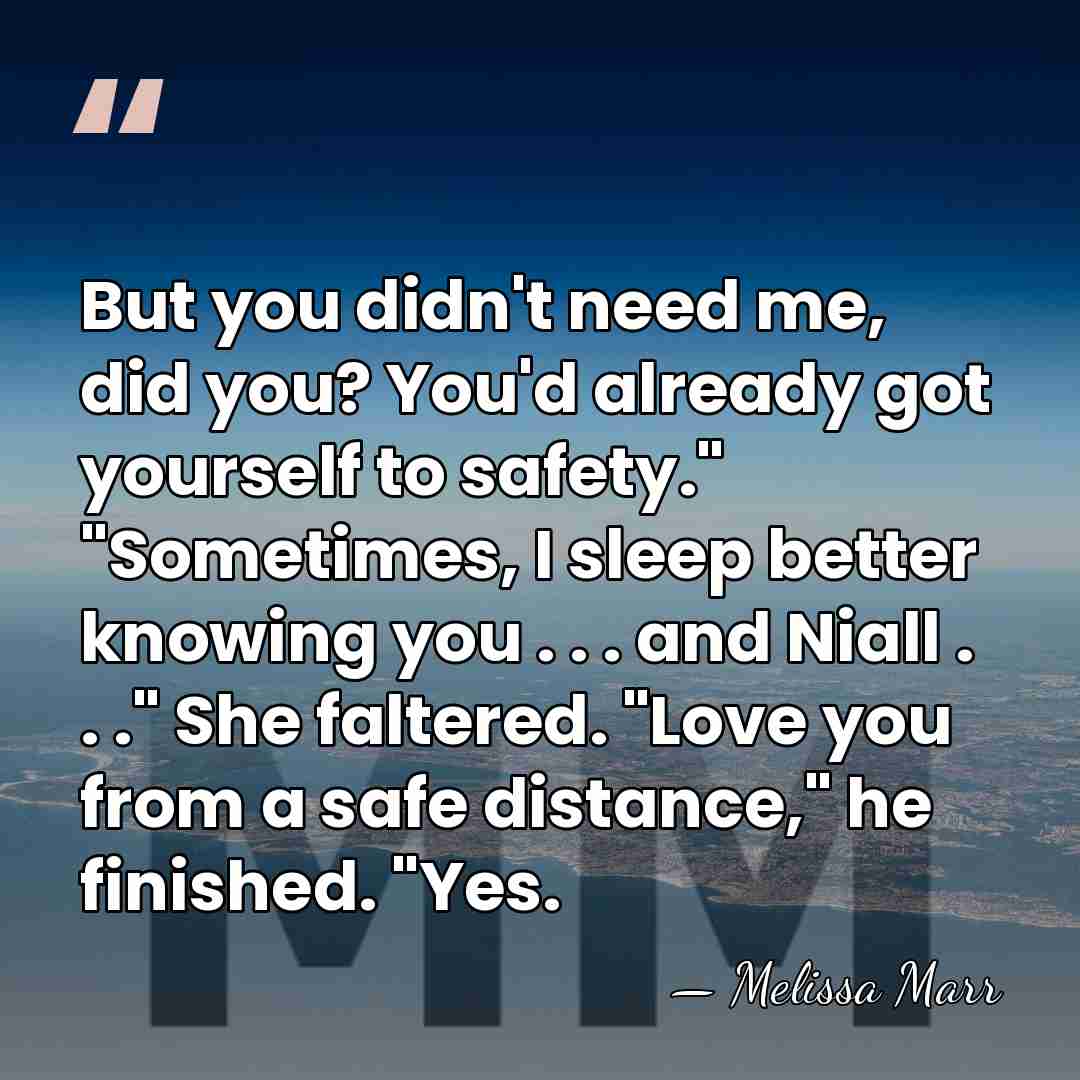 But you didn't need me, did you? You'd already got yourself to&hellip; - Melissa Marr