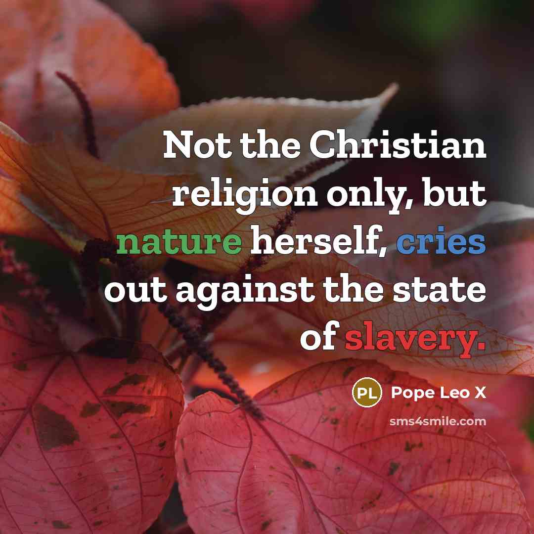 “Not the Christian religion only, but nature herself, cries out…” quote by Pope Leo X
