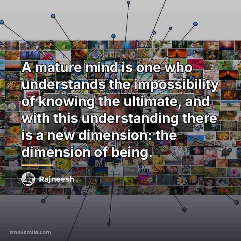 “A mature mind is one who understands the impossibility of…” quote by Rajneesh