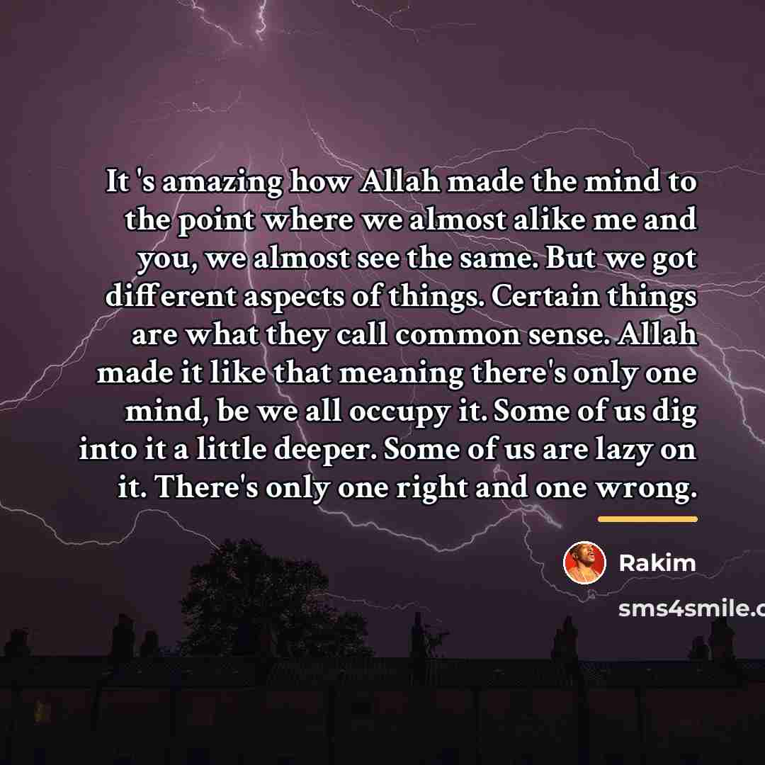“It 's amazing how Allah made the mind to the…” quote by Rakim