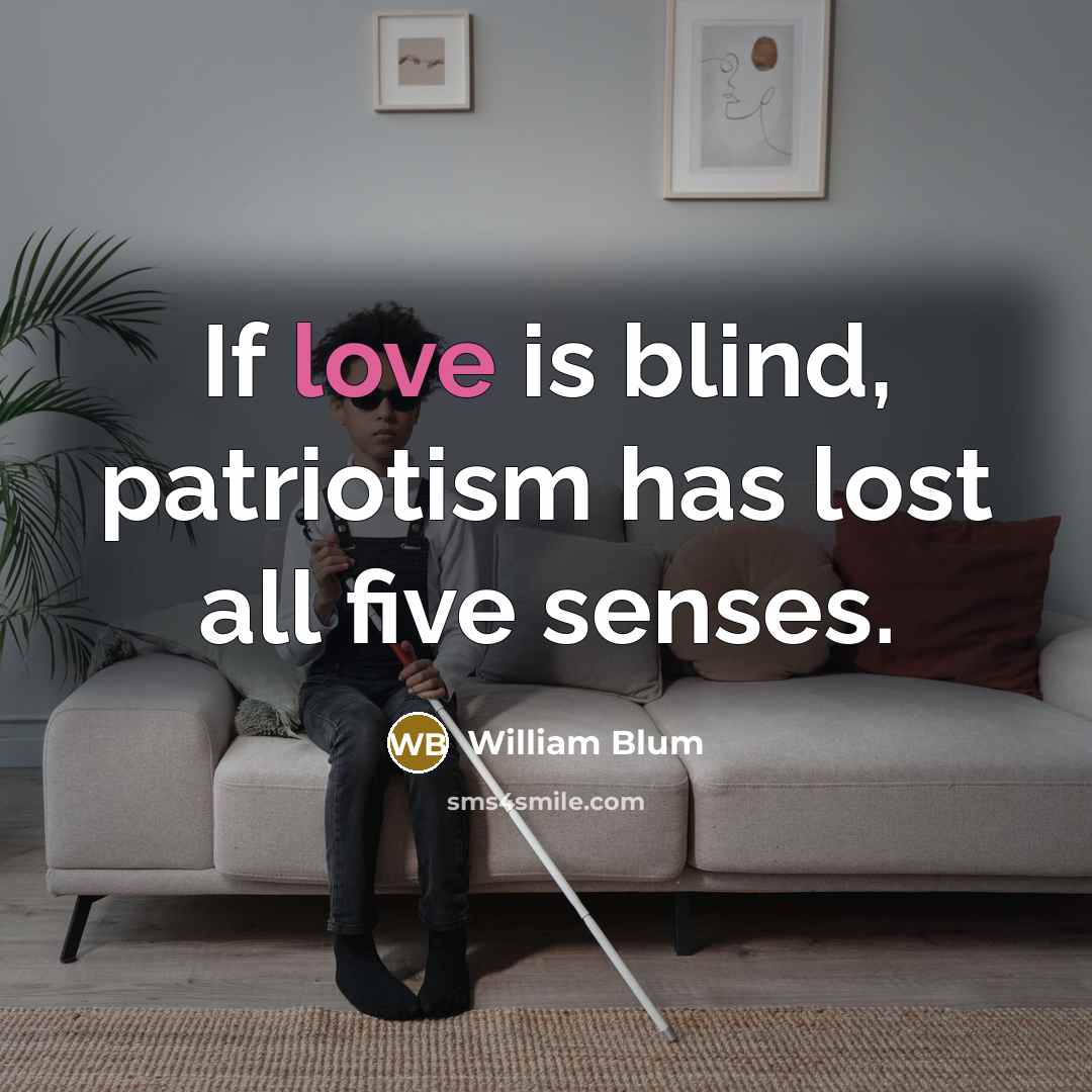 “If love is blind, patriotism has lost all five senses.…” quote by William Blum