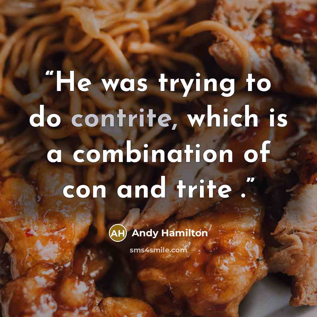 “He was trying to do contrite, which is a combination of con and trite .” quote by Andy Hamilton