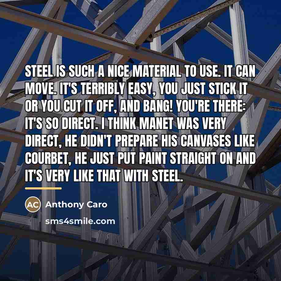 “Steel is such a nice material to use. It can…” quote by Anthony Caro