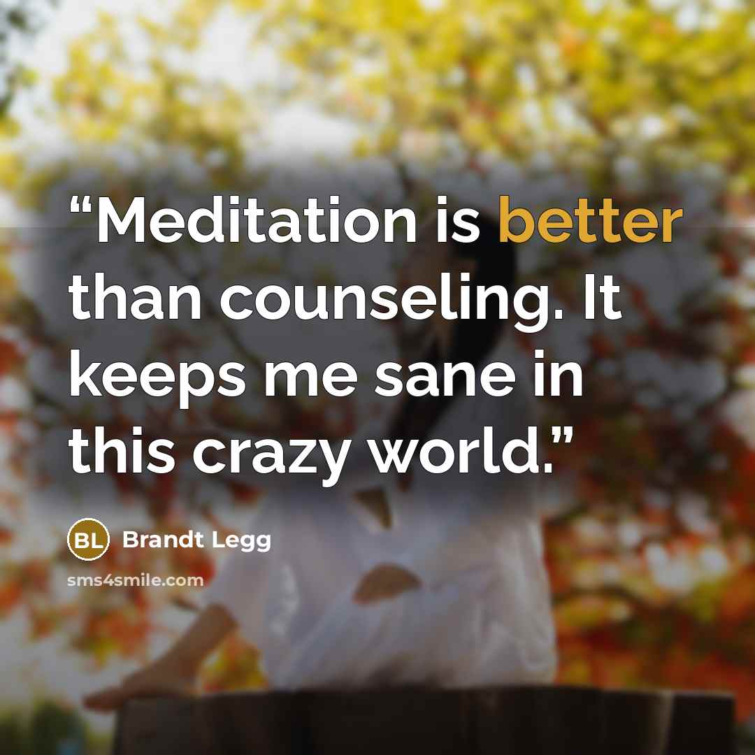 “Meditation is better than counseling. It keeps me sane in this crazy world.” quote by Brandt Legg