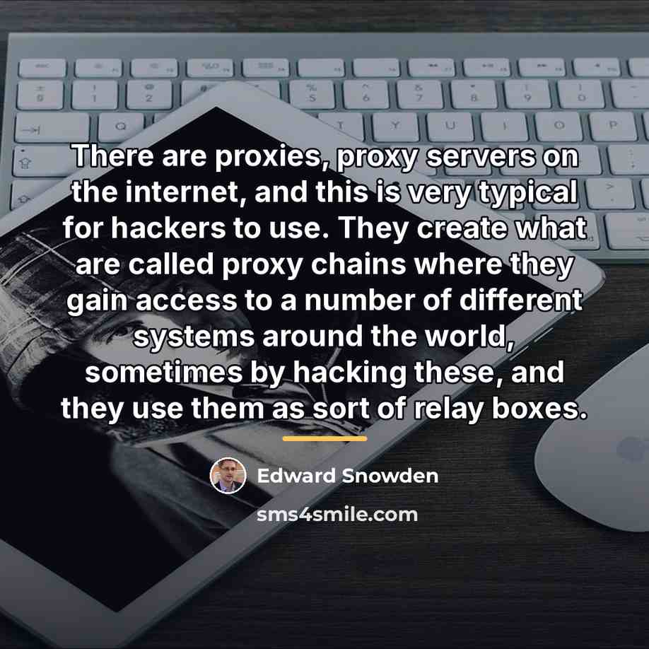 “There are proxies, proxy servers on the internet, and this…” quote by Edward Snowden