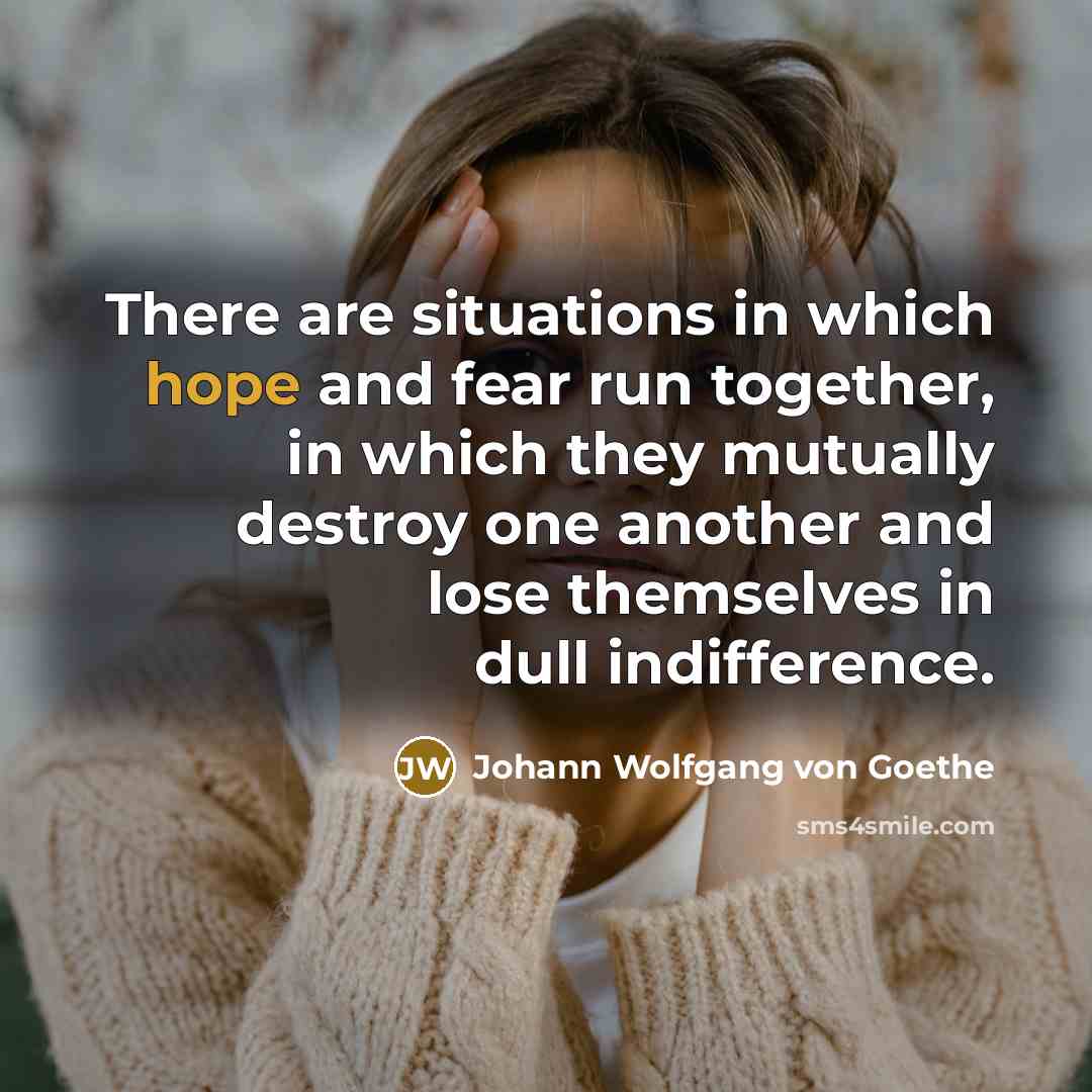 “There are situations in which hope and fear run together,…” quote by Johann Wolfgang von Goethe