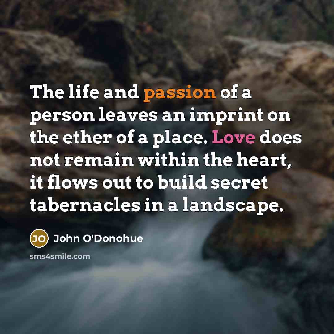 “The life and passion of a person leaves an imprint…” quote by John O'Donohue