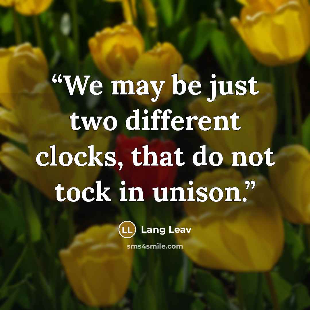 “We may be just two different clocks, that do not tock in unison.” quote by Lang Leav