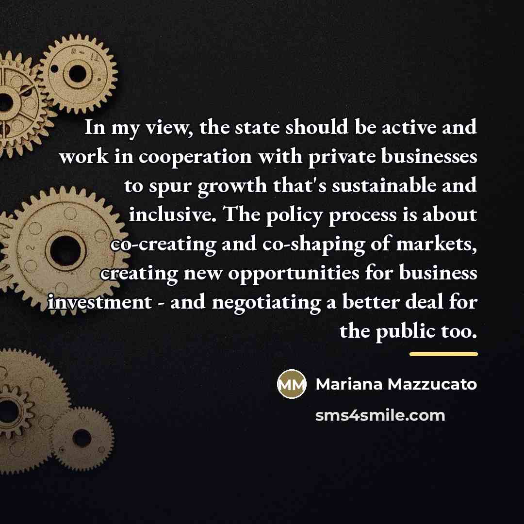 “In my view, the state should be active and work…” quote by Mariana Mazzucato