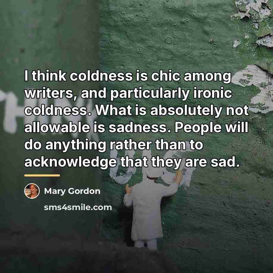 “I think coldness is chic among writers, and particularly ironic…” quote by Mary Gordon