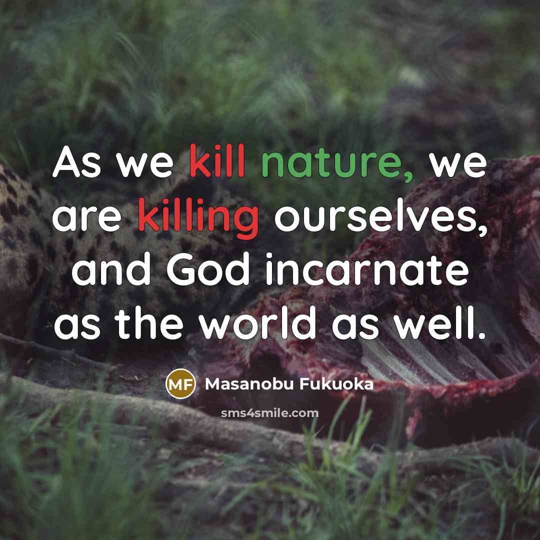 “As we kill nature, we are killing ourselves, and God…” quote by Masanobu Fukuoka